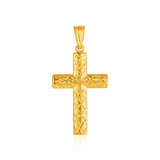 14k Yellow Gold Reversible Textured Cross Pendant - Premium Pendants - Just $252.99! Shop now at Pulse Designer Fashion