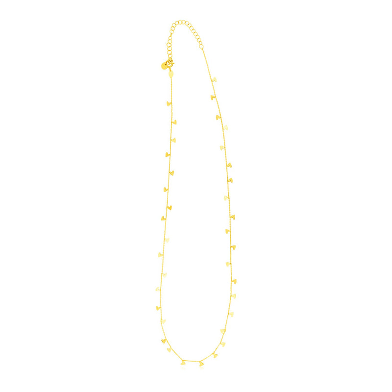 14K Yellow Gold Necklace with Dangling Hearts - Premium Necklaces - Just $357.99! Shop now at Pulse Designer Fashion