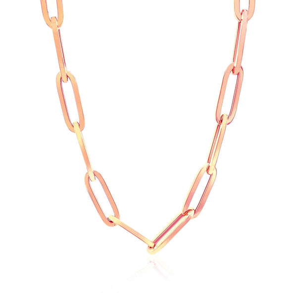 14K Rose Gold Wide Paperclip Chain (6.1mm) - Premium Chains - Just $1627.99! Shop now at Pulse Designer Fashion