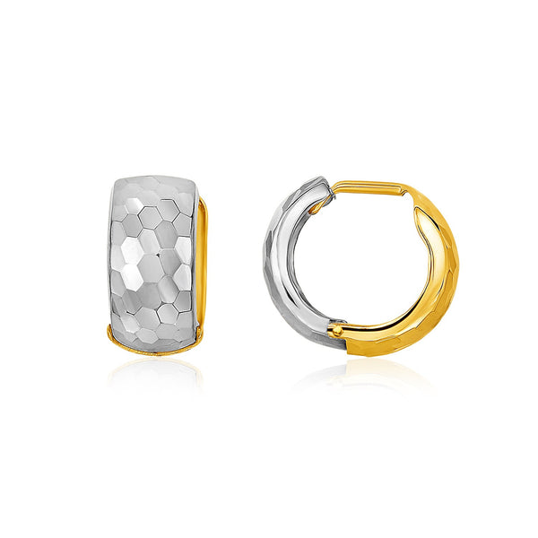 14k Two-Tone Gold Diamond Cut and Interlaced Style Hoop Earrings - Premium Earrings - Just $388.99! Shop now at Pulse Designer Fashion