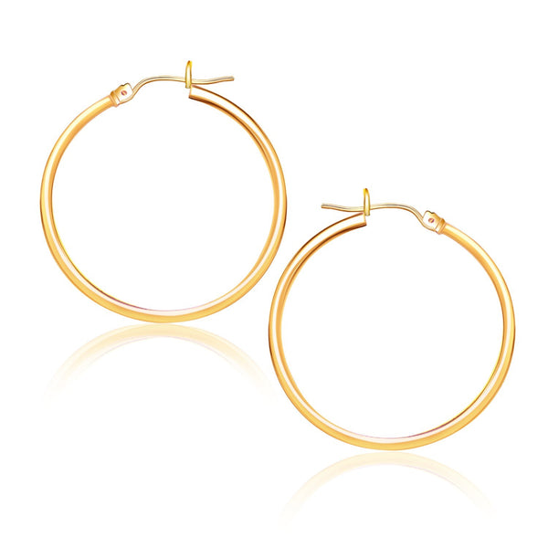 10k Yellow Gold Polished Hoop Earrings (25 mm) - Premium Earrings - Just $159.99! Shop now at Pulse Designer Fashion