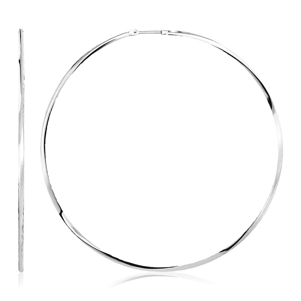 Sterling Silver Large Polished Round Hoop Earrings - Premium Earrings - Just $104.99! Shop now at Pulse Designer Fashion