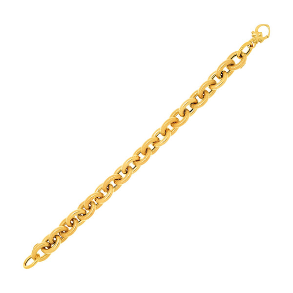 14k Yellow Gold Textured Cable Chain Style Bracelet - Premium Bracelets - Just $2105.99! Shop now at Pulse Designer Fashion