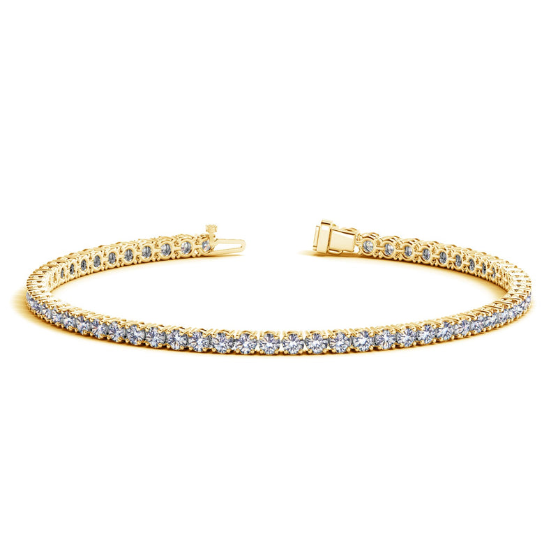 14k Yellow Gold Round Diamond Tennis Bracelet (4 cttw) - Premium Bracelets - Just $10627.99! Shop now at Pulse Designer Fashion