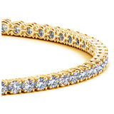 14k Yellow Gold Round Diamond Tennis Bracelet (4 cttw) - Premium Bracelets - Just $10627.99! Shop now at Pulse Designer Fashion