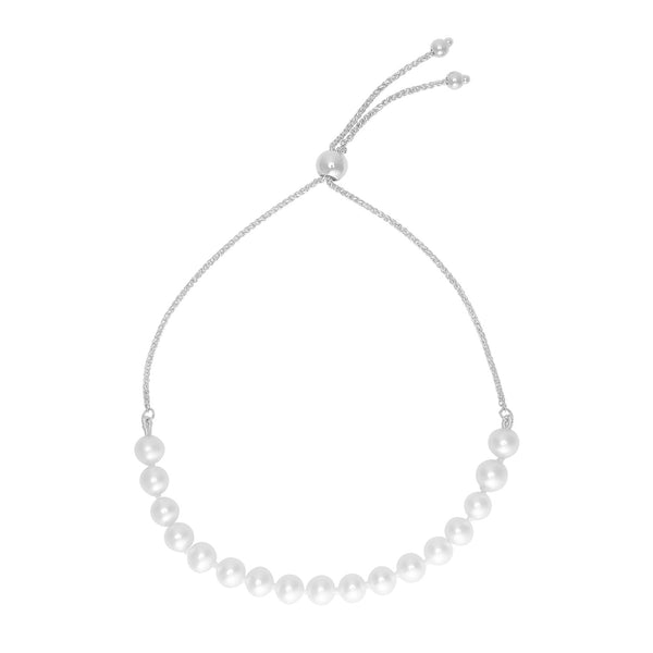 14k White Gold Adjustable Friendship Bracelet with Pearls - Premium Bracelets - Just $350.99! Shop now at Pulse Designer Fashion