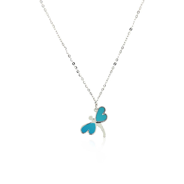 14k White Gold Dragonfly Necklace with White Mother of Pearl - Premium Necklaces - Just $332.99! Shop now at Pulse Designer Fashion