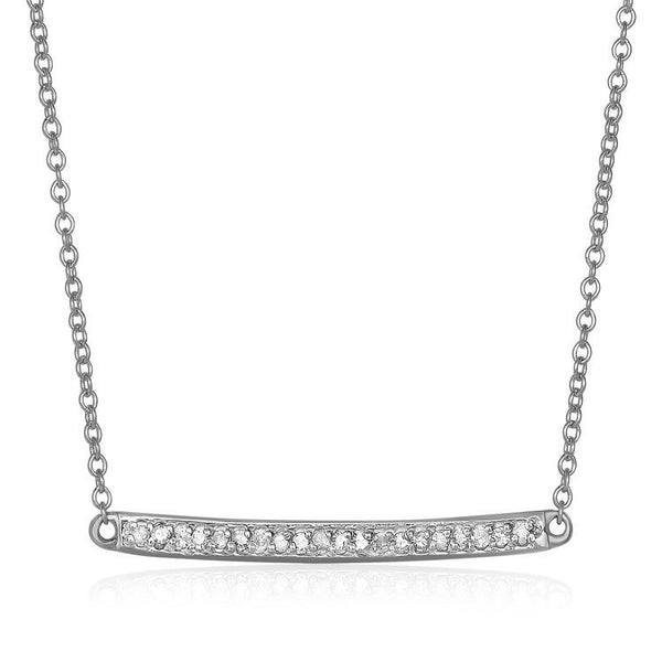 14k White Gold Necklace with Gold and Diamond Bar (1/10 cttw) - Premium Necklaces - Just $744.99! Shop now at Pulse Designer Fashion