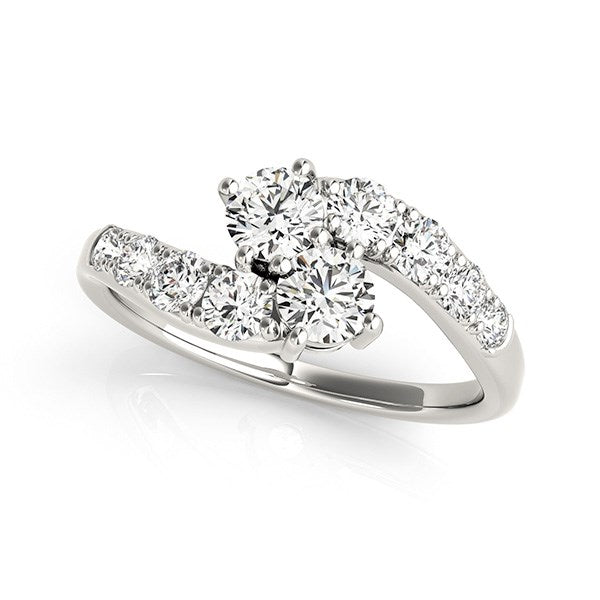 14k White Gold Two Stone Overlap Design Diamond Ring (1 cttw) - Premium Rings - Just $3187.99! Shop now at Pulse Designer Fashion