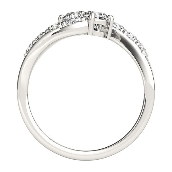 14k White Gold Two Stone Overlap Design Diamond Ring (1 cttw) - Premium Rings - Just $4841.99! Shop now at Pulse Designer Fashion