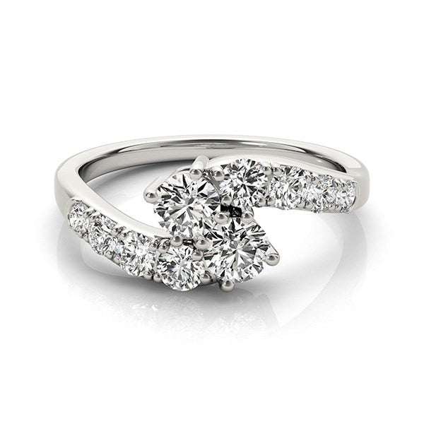 14k White Gold Two Stone Overlap Design Diamond Ring (1 cttw) - Premium Rings - Just $3187.99! Shop now at Pulse Designer Fashion