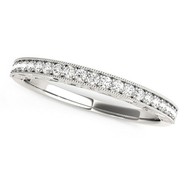 14k White Gold Milgrain Bordered Round Diamond Wedding Band (1/6 cttw) - Premium Rings - Just $1256.99! Shop now at Pulse Designer Fashion