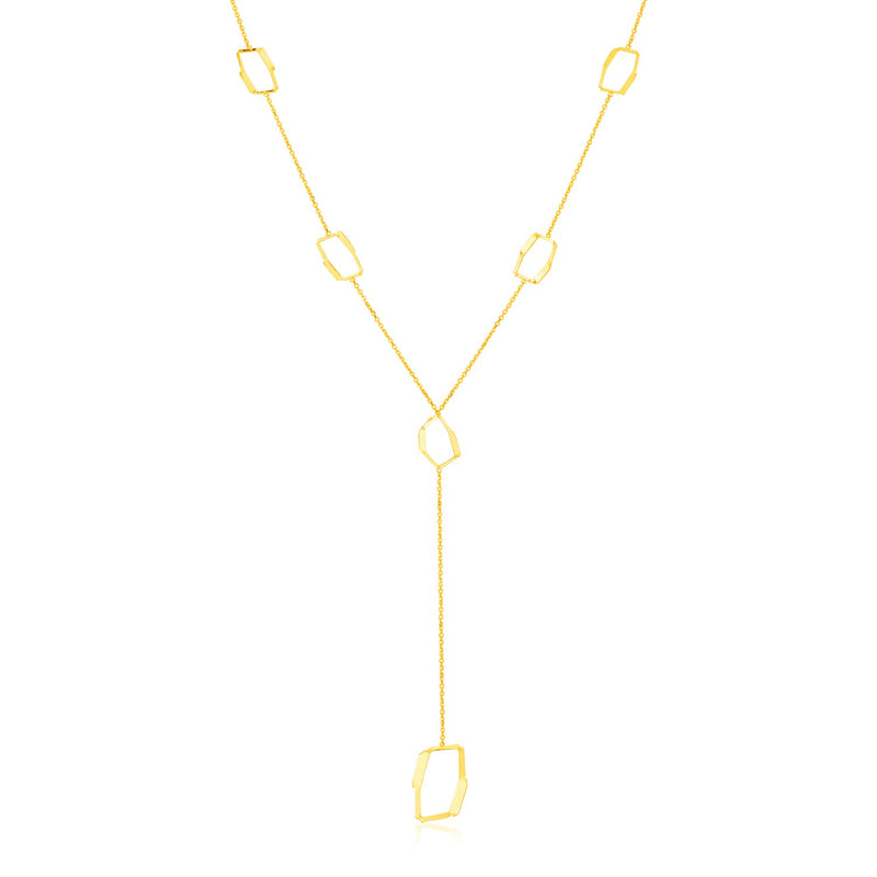 14K Yellow Gold Necklace with Abstract Honeycomb Stations - Premium Necklaces - Just $555.99! Shop now at Pulse Designer Fashion