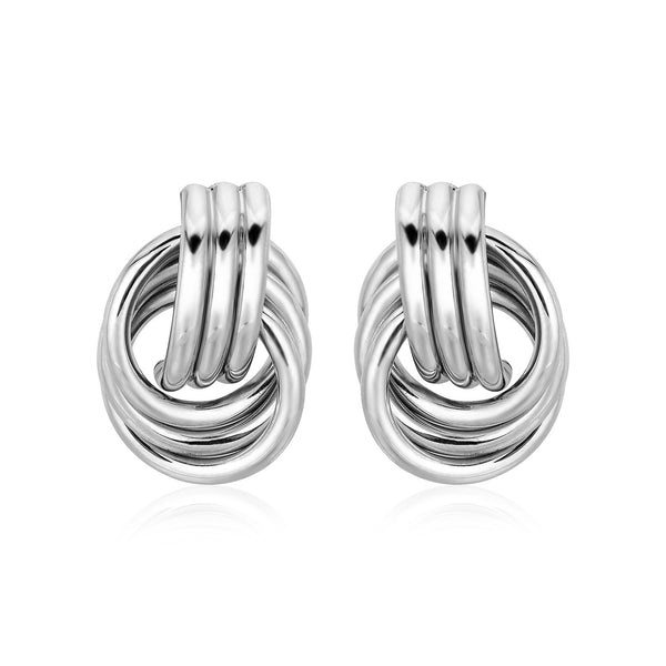 Polished Love Knot Earrings with Interlocking Rings in Sterling Silver - Premium Earrings - Just $103.99! Shop now at Pulse Designer Fashion