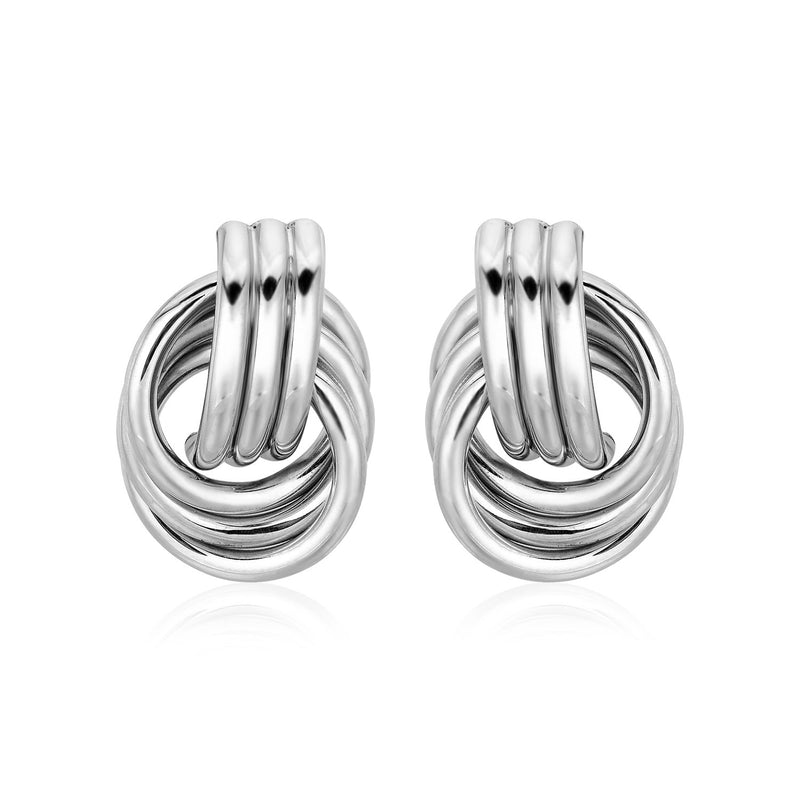 Polished Love Knot Earrings with Interlocking Rings in Sterling Silver - Premium Earrings - Just $103.99! Shop now at Pulse Designer Fashion