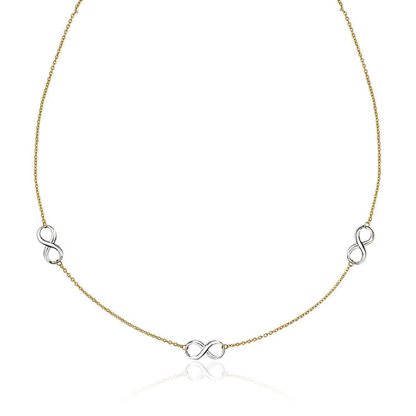 14k Two-Tone Gold Chain Necklace with Polished Infinity Stations - Premium Necklaces - Just $672.99! Shop now at Pulse Designer Fashion