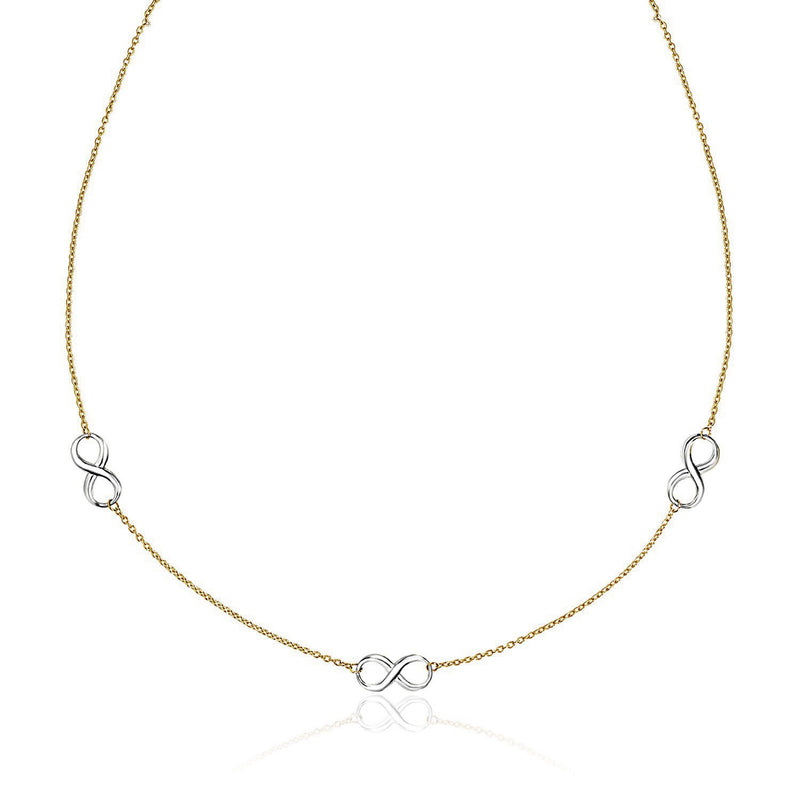 14k Two-Tone Gold Chain Necklace with Polished Infinity Stations - Premium Necklaces - Just $620.99! Shop now at Pulse Designer Fashion