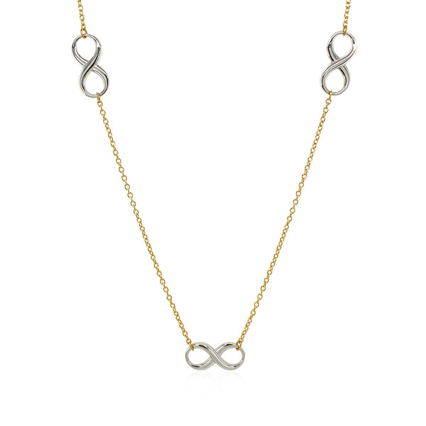 14k Two-Tone Gold Chain Necklace with Polished Infinity Stations - Premium Necklaces - Just $620.99! Shop now at Pulse Designer Fashion