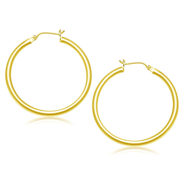 10k Yellow Gold Polished Hoop Earrings (40 mm) - Premium Earrings - Just $364.99! Shop now at Pulse Designer Fashion