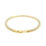 Two-Toned Fine Wheat Chain Bracelet in 10k Yellow and White Gold - Premium Bracelets - Just $315.99! Shop now at Pulse Designer Fashion