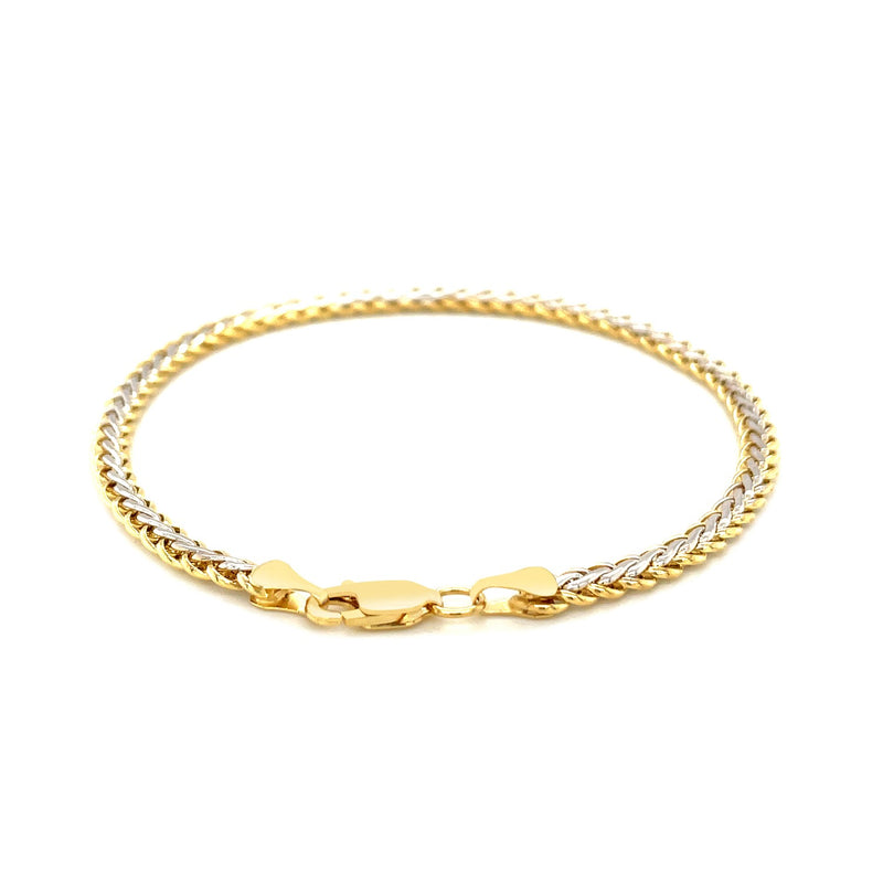 Two-Toned Fine Wheat Chain Bracelet in 10k Yellow and White Gold - Premium Bracelets - Just $315.99! Shop now at Pulse Designer Fashion