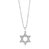 Sterling Silver Star of David Necklace with Cubic Zirconias - Premium Necklaces - Just $151.99! Shop now at Pulse Designer Fashion