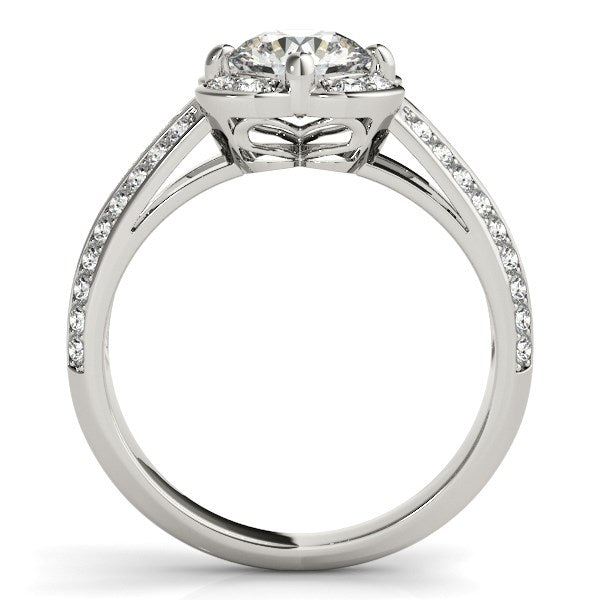 Round Diamond Floral Motif Engagement Ring in 14k White Gold (1 3/8 cttw) - Premium Rings - Just $7425.99! Shop now at Pulse Designer Fashion