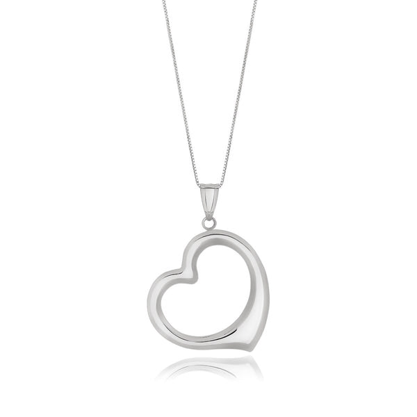 14k White Gold Floating Heart Drop Pendant - Premium Pendants - Just $457.99! Shop now at Pulse Designer Fashion