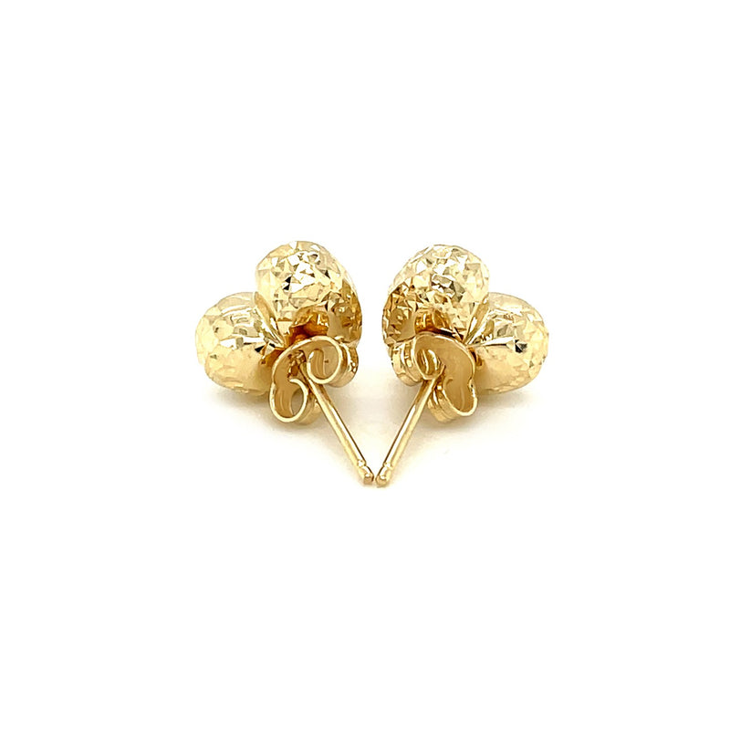 14k Yellow Gold Puffed Heart Earrings with Diamond Cuts - Premium Earrings - Just $338.99! Shop now at Pulse Designer Fashion