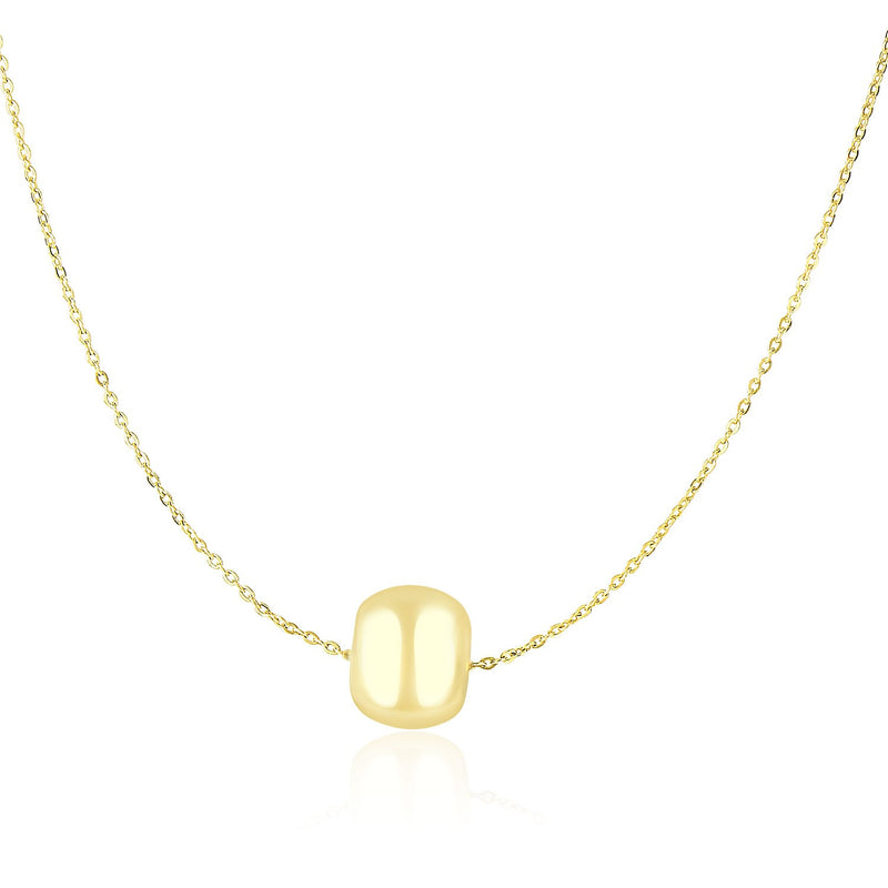 14k Yellow Gold Necklace with Shiny Barrel Bead Charm - Premium Necklaces - Just $375.99! Shop now at Pulse Designer Fashion