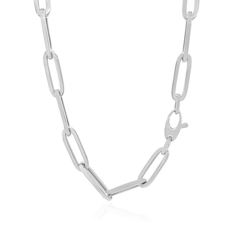 14K White Gold Wide Paperclip Chain (6.1mm) - Premium Chains - Just $1637.99! Shop now at Pulse Designer Fashion