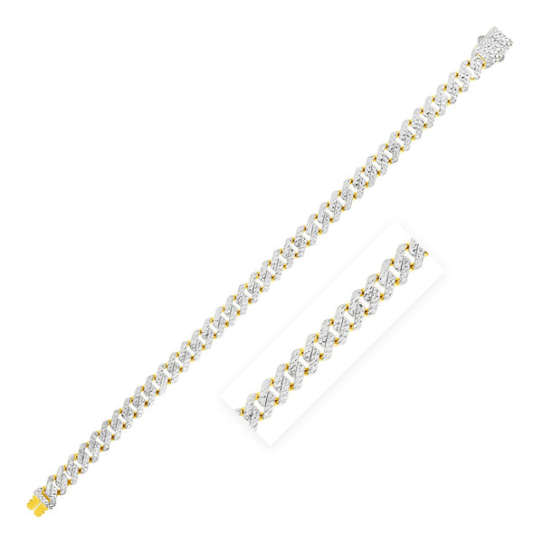 14k Two Tone Gold Polished Modern Lite Edge Chain with Pave Bracelet - Premium Bracelets - Just $1133.99! Shop now at Pulse Designer Fashion