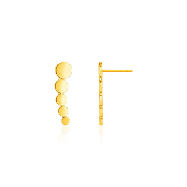 14k Yellow Gold Graduated Circles Climber Post Earrings - Premium Earrings - Just $253.99! Shop now at Pulse Designer Fashion