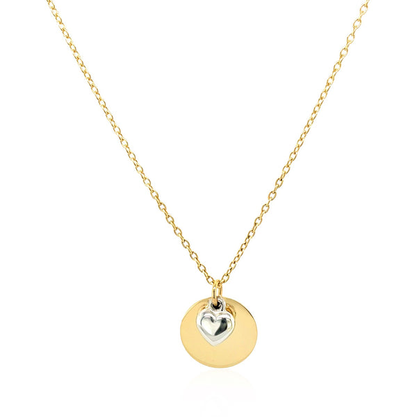 Necklace with Mom Pendant and Heart in 10k Two Tone Gold - Premium Necklaces - Just $293.99! Shop now at Pulse Designer Fashion