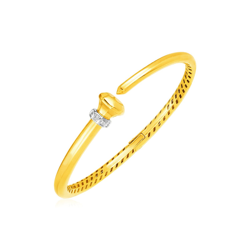 14k Yellow Gold Hinged Bangle Bracelet with Diamonds - Premium Bangles - Just $2138.99! Shop now at Pulse Designer Fashion