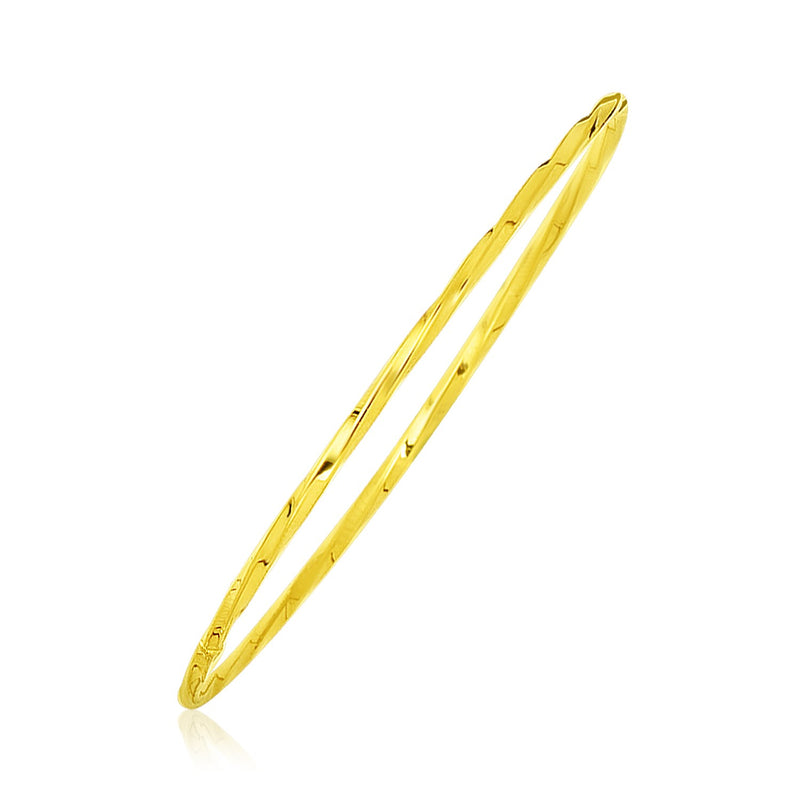 14k Yellow Gold Thin Twisted Shiny Bangle - Premium Bangles - Just $575.99! Shop now at Pulse Designer Fashion