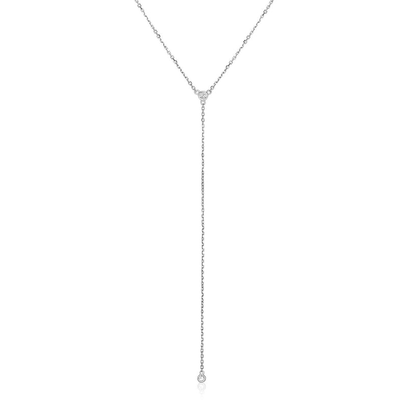 14k White Gold 20 inch Lariat Necklace with Diamonds - Premium Necklaces - Just $1544.99! Shop now at Pulse Designer Fashion