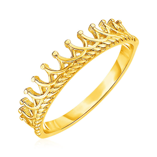 14k Yellow Gold Crown Motif Ring - Premium Rings - Just $292.99! Shop now at Pulse Designer Fashion