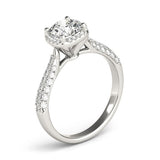 14k White Gold Halo Graduated Pave Shank Diamond Engagement Ring (1 1/3 cttw) - Premium Rings - Just $7766.99! Shop now at Pulse Designer Fashion