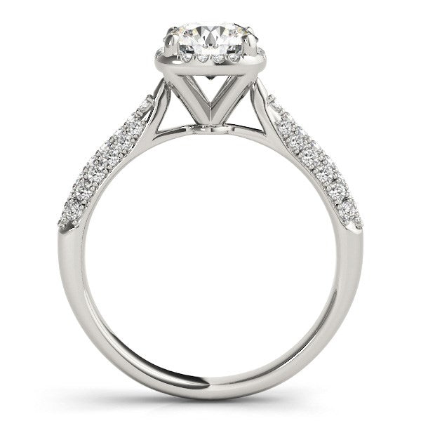 14k White Gold Halo Graduated Pave Shank Diamond Engagement Ring (1 1/3 cttw) - Premium Rings - Just $11411.99! Shop now at Pulse Designer Fashion