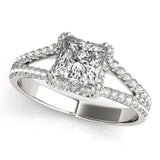 14k White Gold Princes Cut Halo Split Shank Diamond Engagement Ring (2 cttw) - Premium Rings - Just $19533.99! Shop now at Pulse Designer Fashion