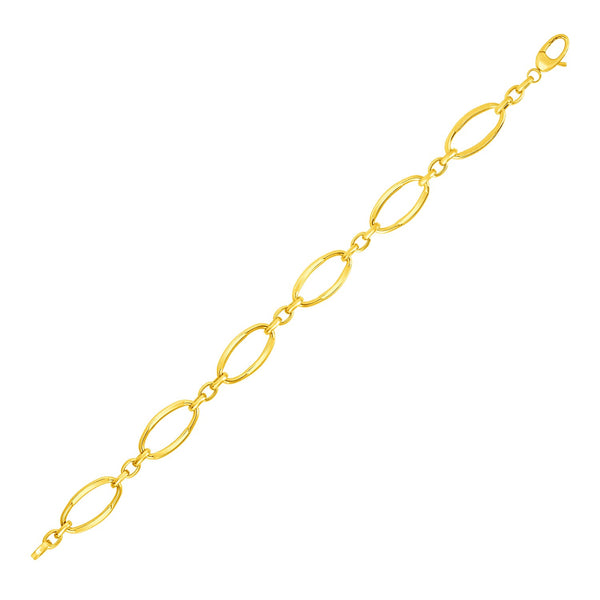 14k Yellow Gold Bracelet with Polished Oval Links - Premium Bracelets - Just $972.99! Shop now at Pulse Designer Fashion