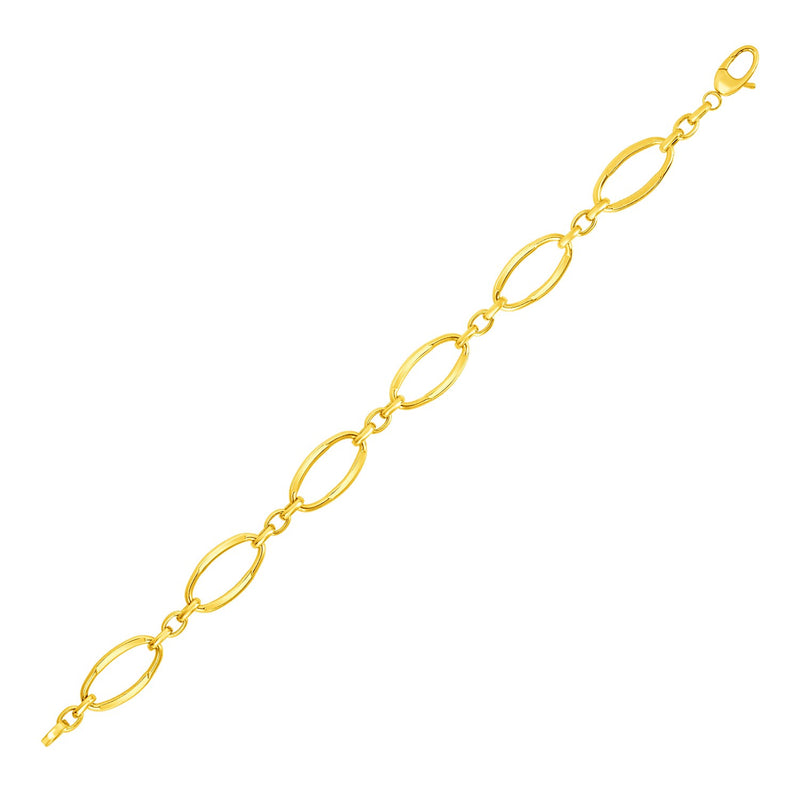 14k Yellow Gold Bracelet with Polished Oval Links - Premium Bracelets - Just $972.99! Shop now at Pulse Designer Fashion