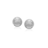 14k White Gold Textured Flat Style Stud Earrings - Premium Earrings - Just $168.99! Shop now at Pulse Designer Fashion