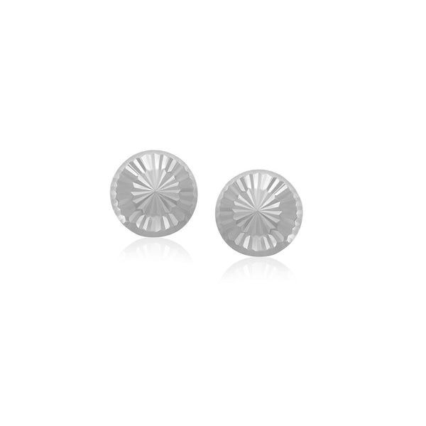 14k White Gold Textured Flat Style Stud Earrings - Premium Earrings - Just $168.99! Shop now at Pulse Designer Fashion