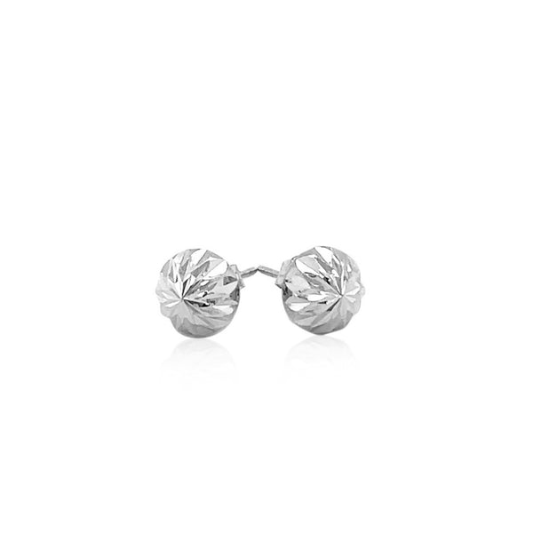 14k White Gold Textured Flat Style Stud Earrings - Premium Earrings - Just $168.99! Shop now at Pulse Designer Fashion