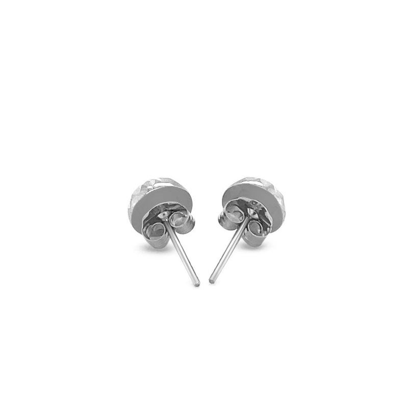 14k White Gold Textured Flat Style Stud Earrings - Premium Earrings - Just $129.99! Shop now at Pulse Designer Fashion