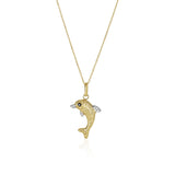 14k Two-Toned Yellow and White Gold Reversible Dolphin Pendant - Premium Pendants - Just $375.99! Shop now at Pulse Designer Fashion