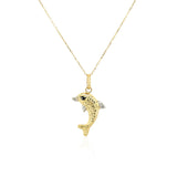 14k Two-Toned Yellow and White Gold Reversible Dolphin Pendant - Premium Pendants - Just $375.99! Shop now at Pulse Designer Fashion