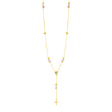 14k Tri Color Gold Rosary Style Necklace - Premium Necklaces - Just $704.99! Shop now at Pulse Designer Fashion